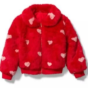Janie and jack heart faux fur coat size 5 to 6